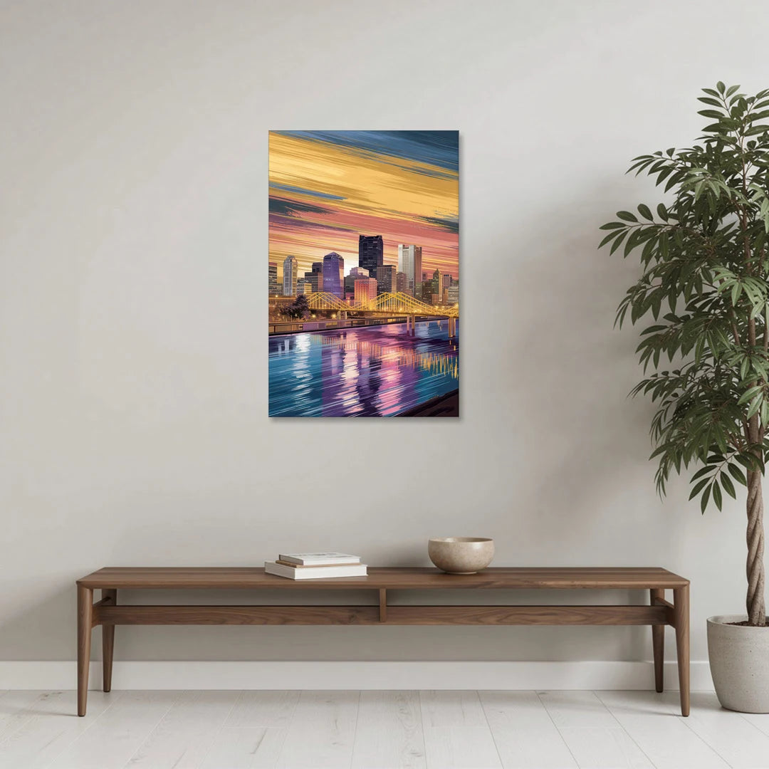 Pittsburgh Skyline Reflection - Canvas Wall Art - Coffee Table - 24x36