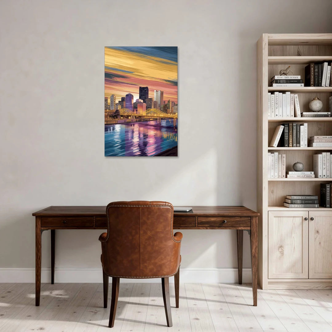 Pittsburgh Skyline Reflection - Canvas Wall Art - Office - 24x36