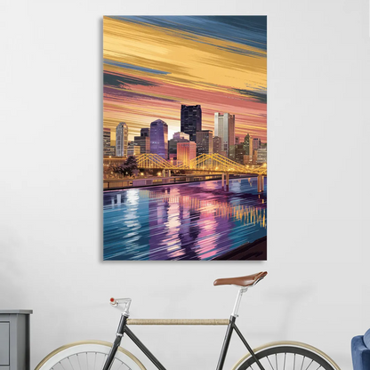 Pittsburgh Skyline Reflection Living Room - Canvas Wall Art