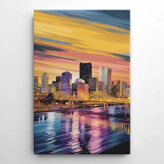 Pittsburgh Skyline Reflection - Canvas Wall Art