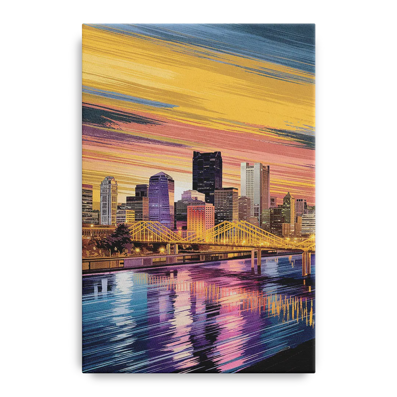Pittsburgh Skyline Reflection Front - Canvas Wall Art