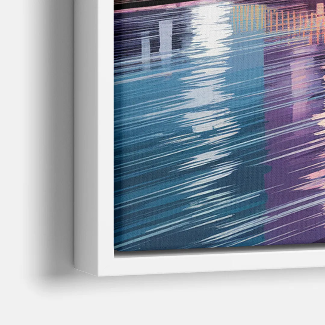 Pittsburgh Skyline Reflection - Close-Up White Frame Canvas