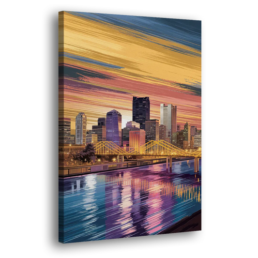 Pittsburgh Skyline Reflection Side - Canvas Wall Art