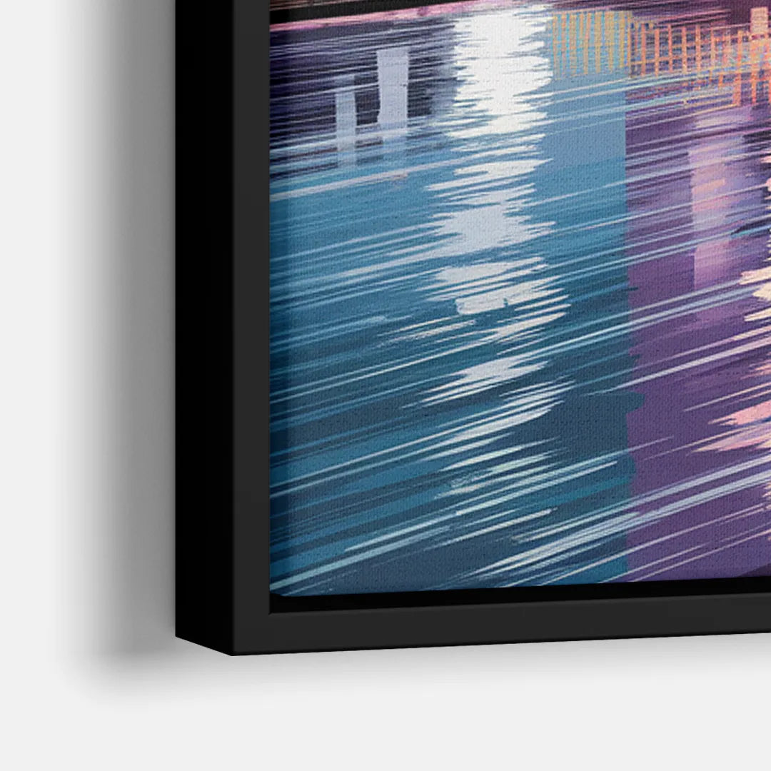 Pittsburgh Skyline Reflection - Close-Up Black Frame Canvas