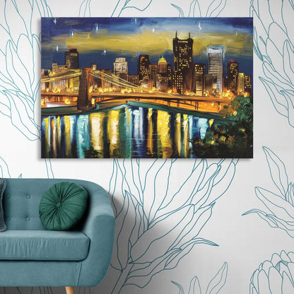 Pittsburgh Skyline With Rivers Sitting Room - Canvas Wall Art