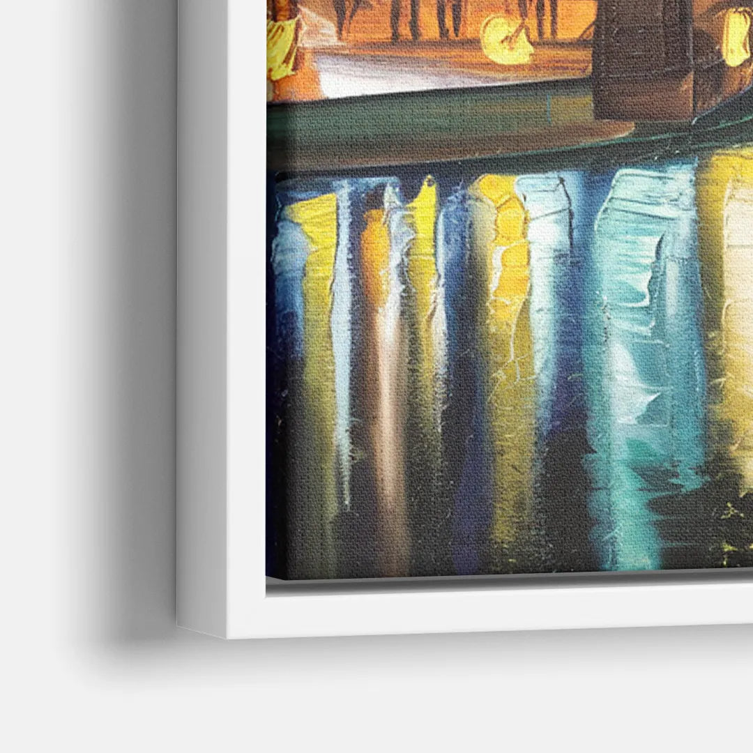 Pittsburgh Skyline With Rivers - Close-Up White Frame Canvas