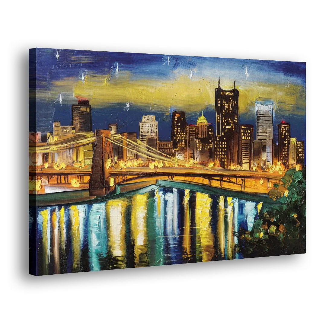 Pittsburgh Skyline With Rivers Side - Canvas Wall Art