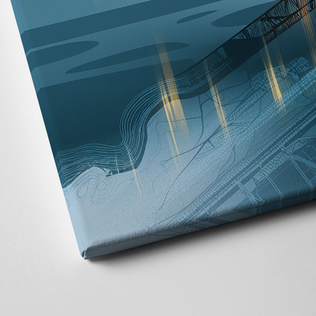 Pittsburgh Skyline and Map Canvas Close Up