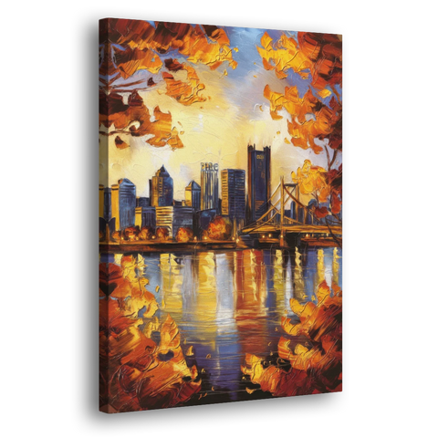 Pittsburgh Skyline in Autumn - Canvas Wall Art - Side