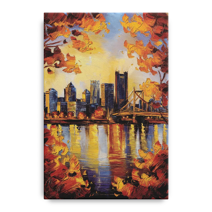 Pittsburgh Skyline in Autumn Front - Canvas Wall Art