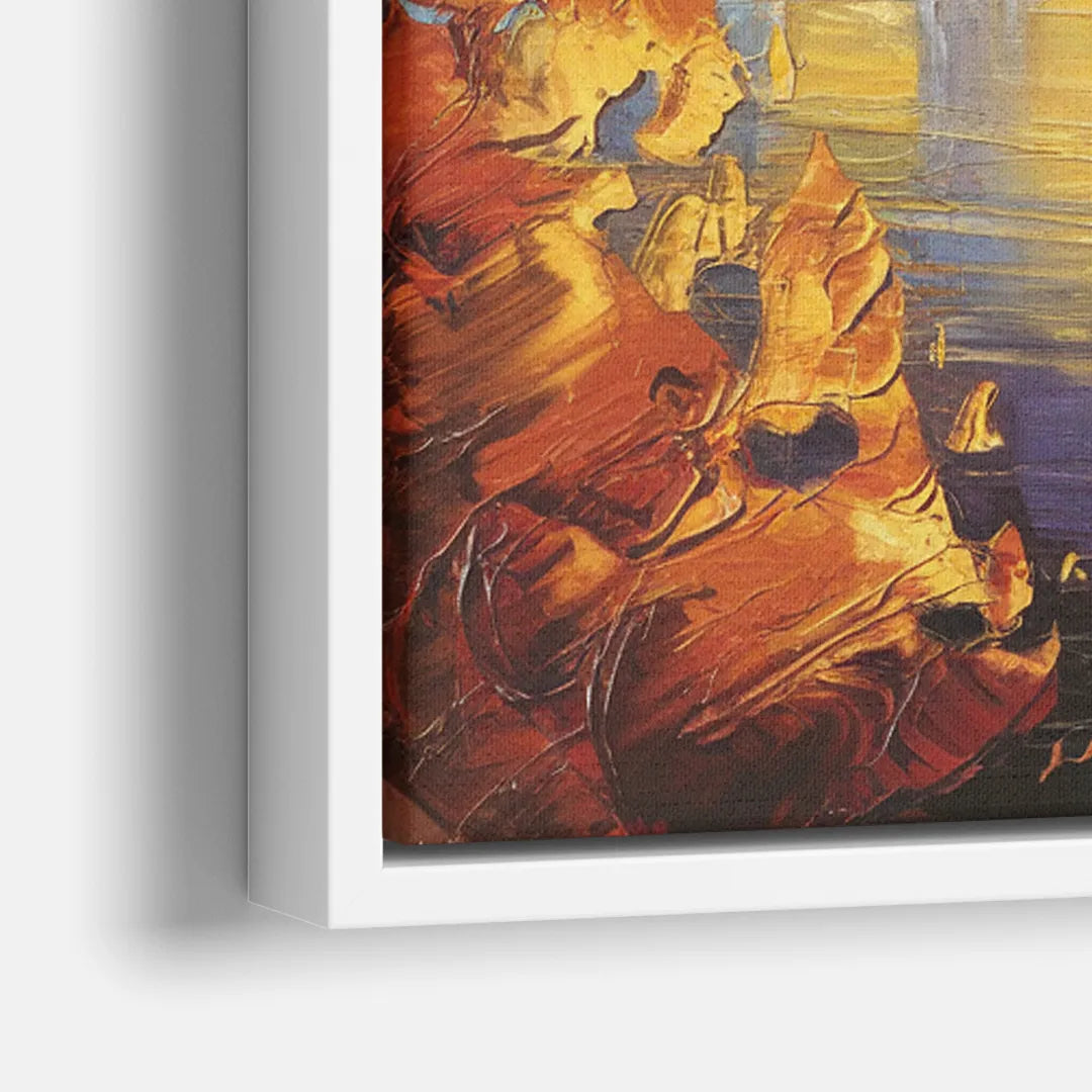Pittsburgh Skyline in Autumn - Close-Up White Frame Canvas