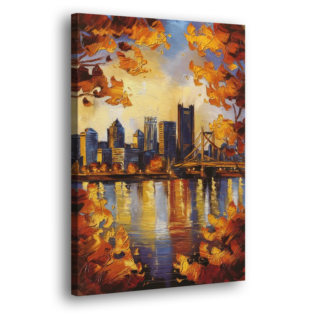 Pittsburgh Skyline in Autumn Side - Canvas Wall Art
