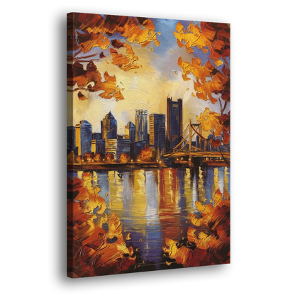 Pittsburgh Skyline in Autumn Side - Canvas Wall Art
