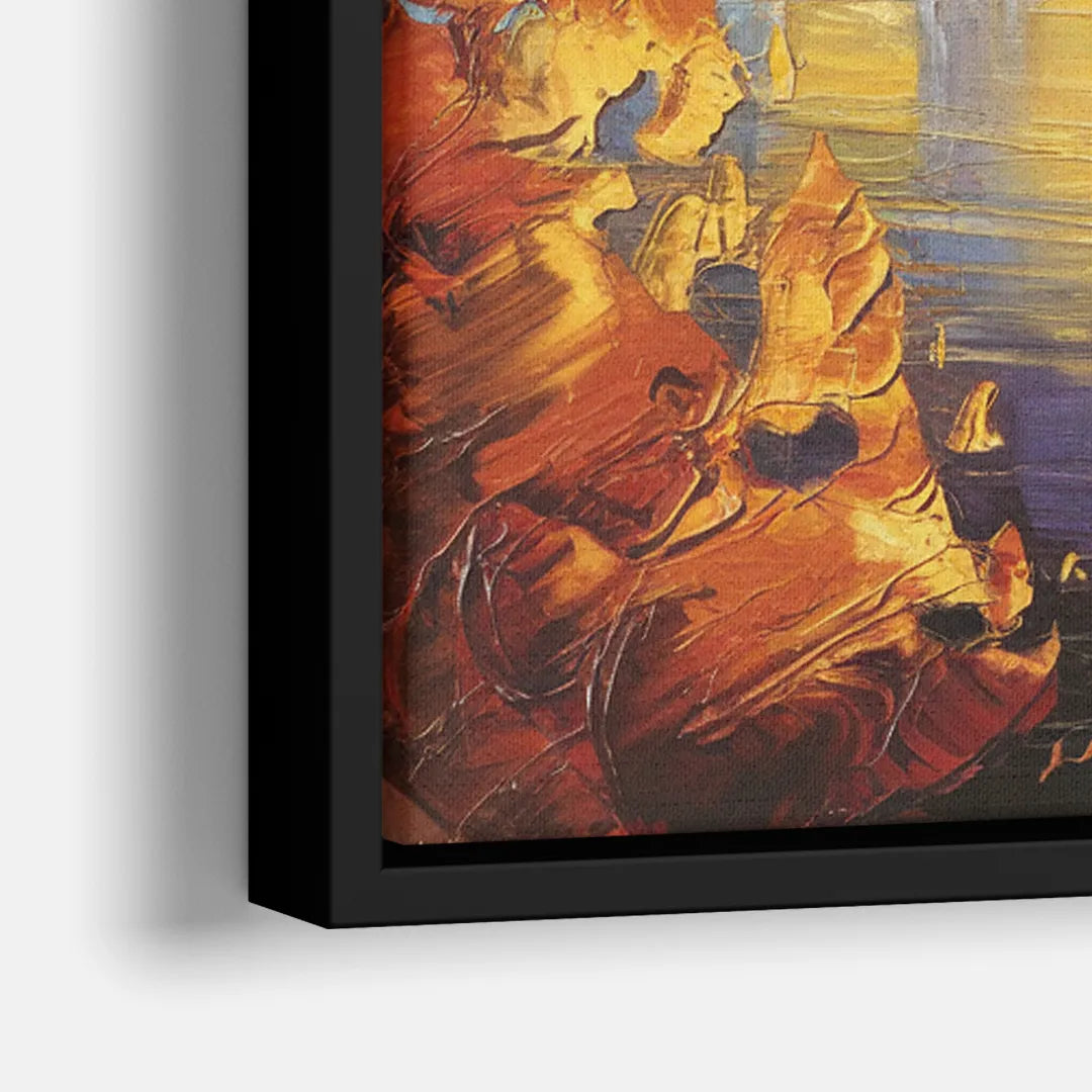 Pittsburgh Skyline in Autumn - Close-Up Black Frame Canvas