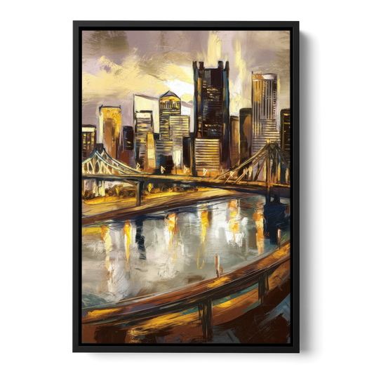 Pittsburgh Steel City Vibes - Black Framed Canvas Wall Art - Front