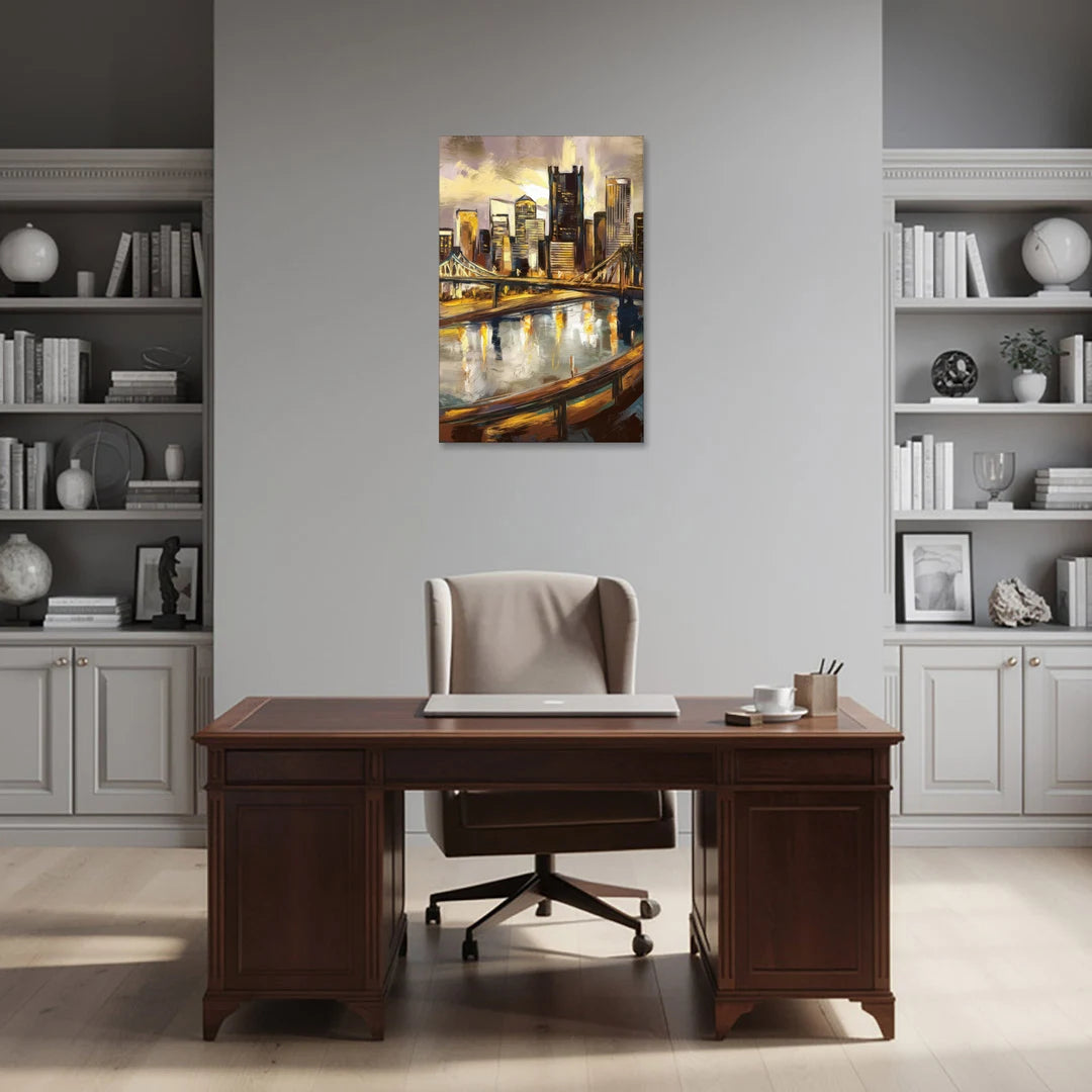 Pittsburgh Steel City Vibes - Canvas Wall Art - Office - 24x36