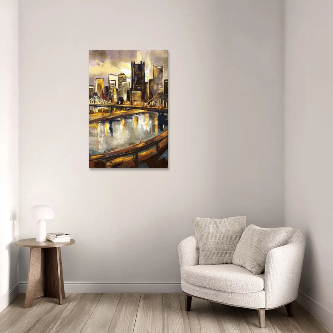 Pittsburgh Steel City Vibes - Canvas Wall Art - Sofa - 24x36