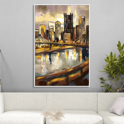 Pittsburgh Steel City Vibes Living Room - White Canvas Wall Art
