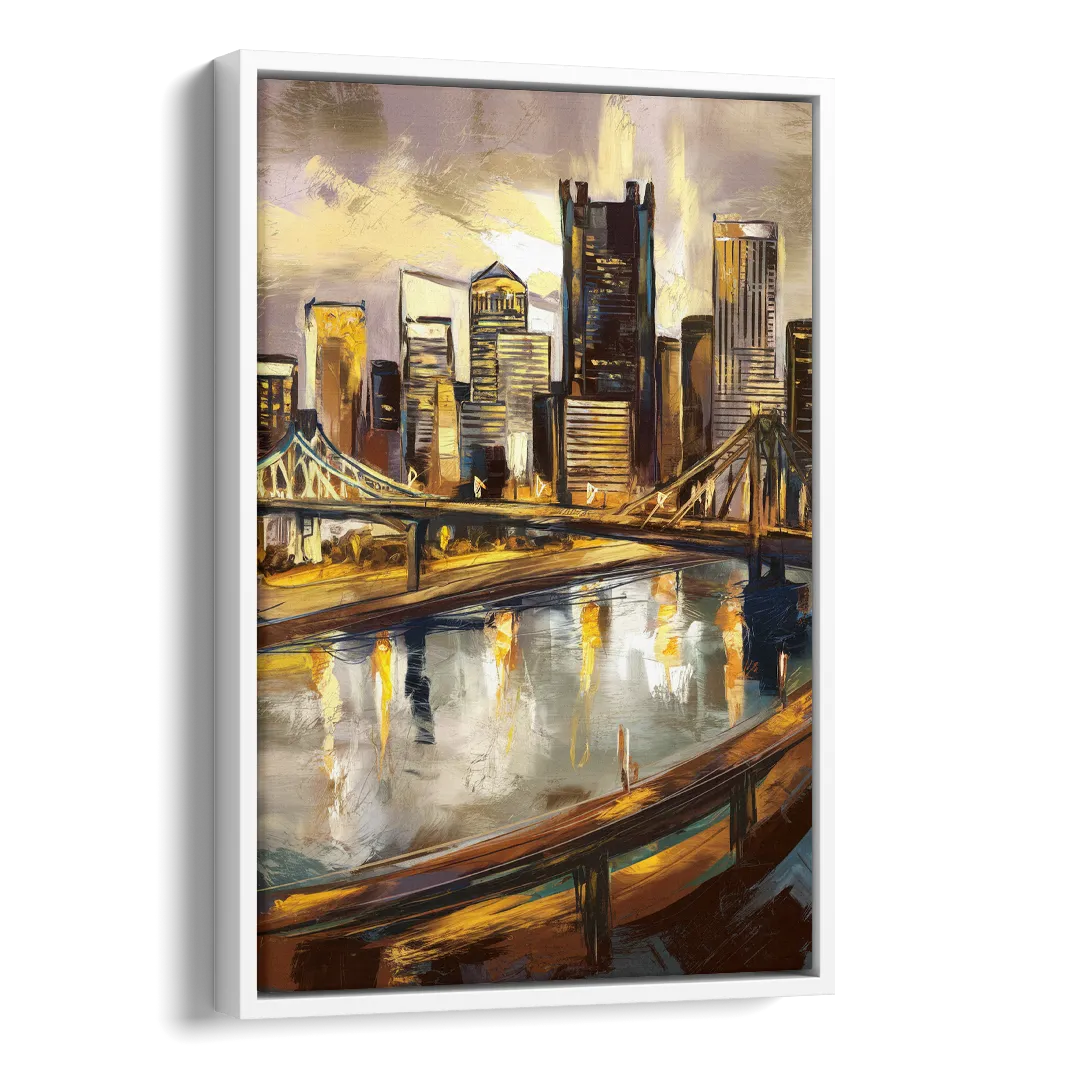 Pittsburgh Steel City Vibes Side - White Canvas Wall Art