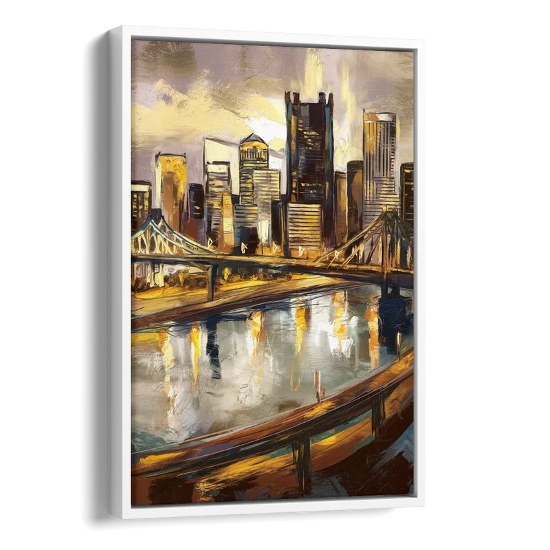 Pittsburgh Steel City Vibes Side - White Canvas Wall Art