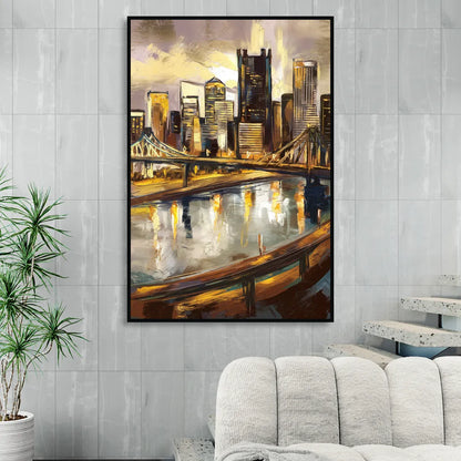 Pittsburgh Steel City Vibes Living Room - Black Canvas Wall Art