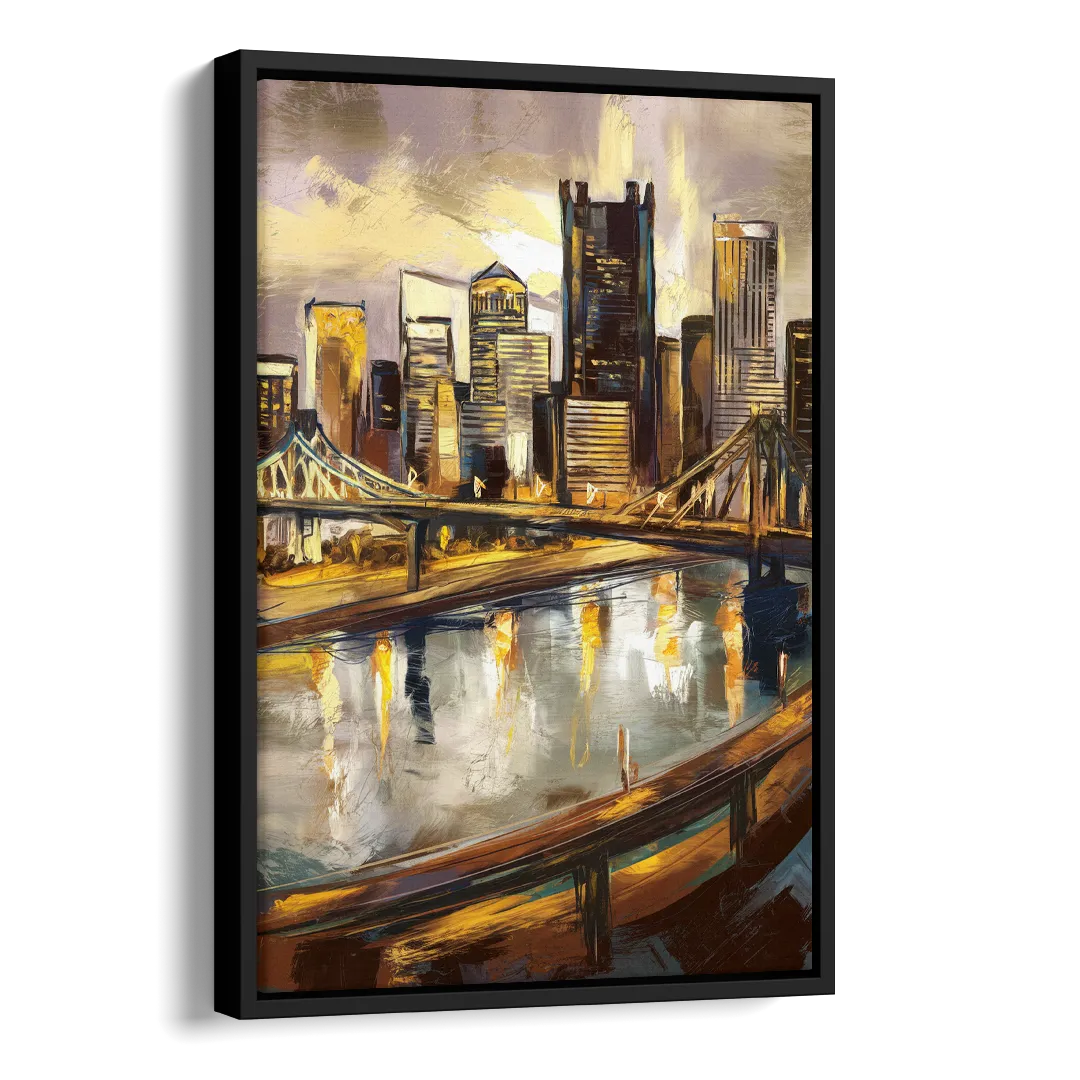 Pittsburgh Steel City Vibes Side - Black Canvas Wall Art
