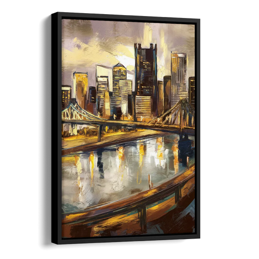 Pittsburgh Steel City Vibes Side - Black Canvas Wall Art