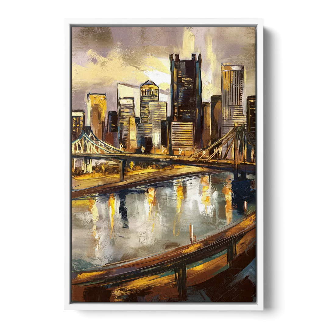 Pittsburgh Steel City Vibes Front - White Canvas Wall Art