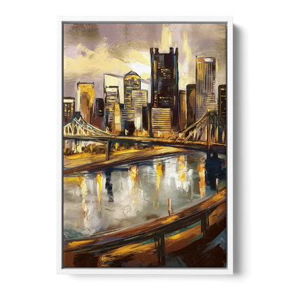 Pittsburgh Steel City Vibes Front - White Canvas Wall Art