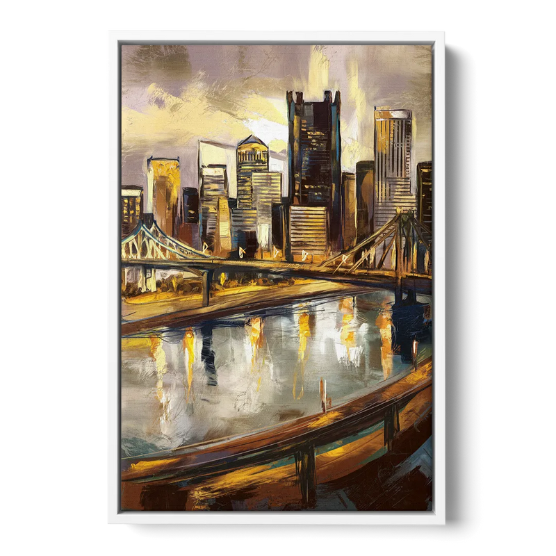 Pittsburgh Steel City Vibes Front - White Canvas Wall Art