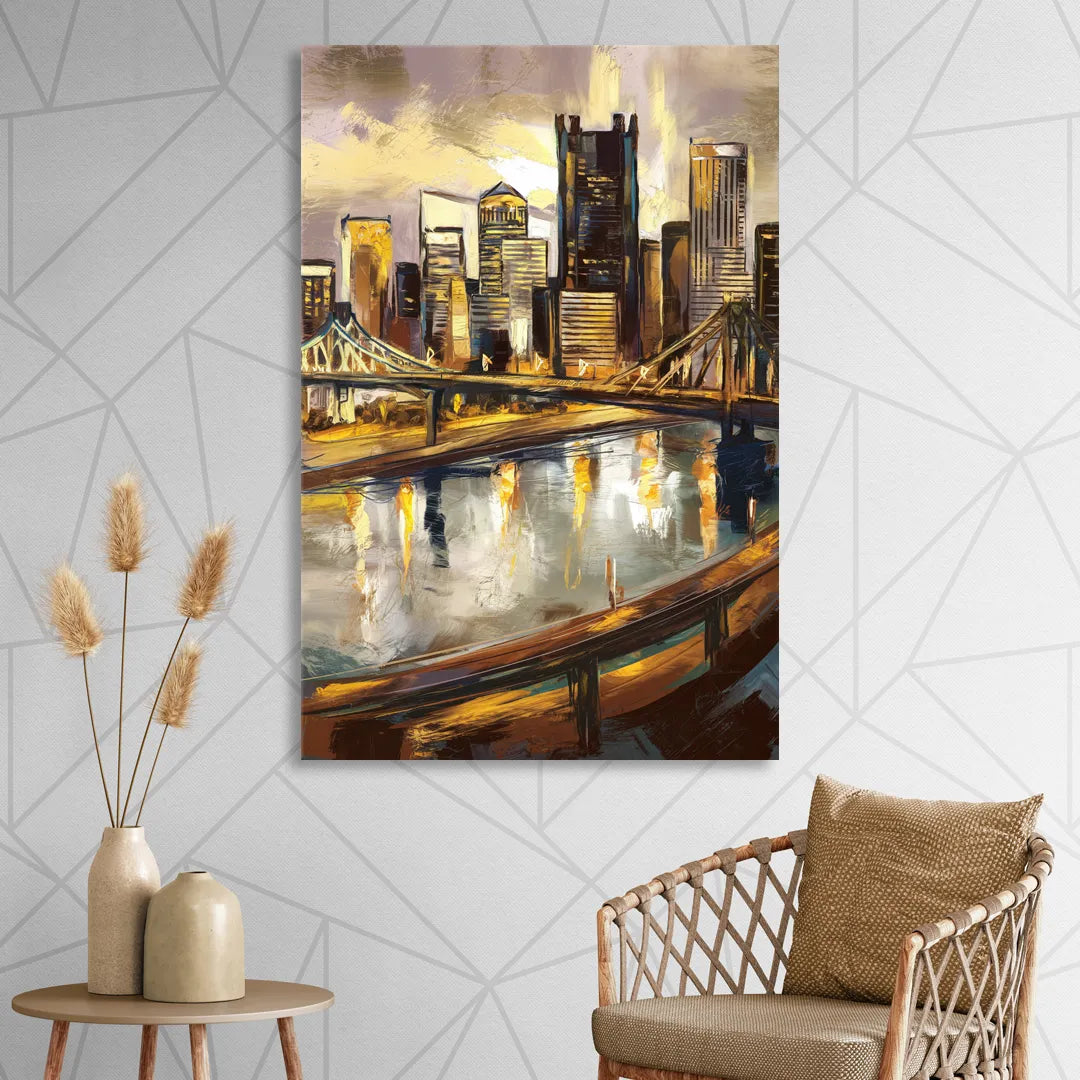 Pittsburgh Steel City Vibes Sitting Room - Canvas Wall Art