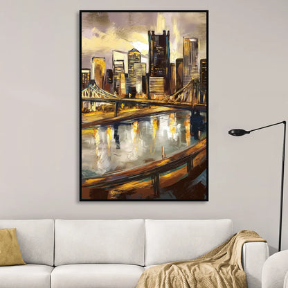 Pittsburgh Steel City Vibes Sitting Room - Black Canvas Wall Art
