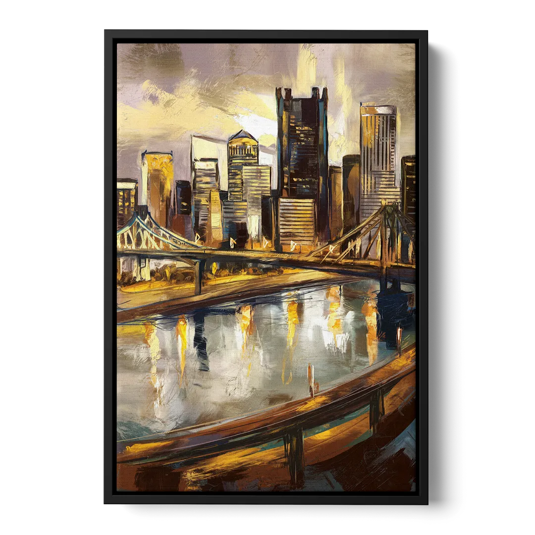 Pittsburgh Steel City Vibes Front - Black Canvas Wall Art