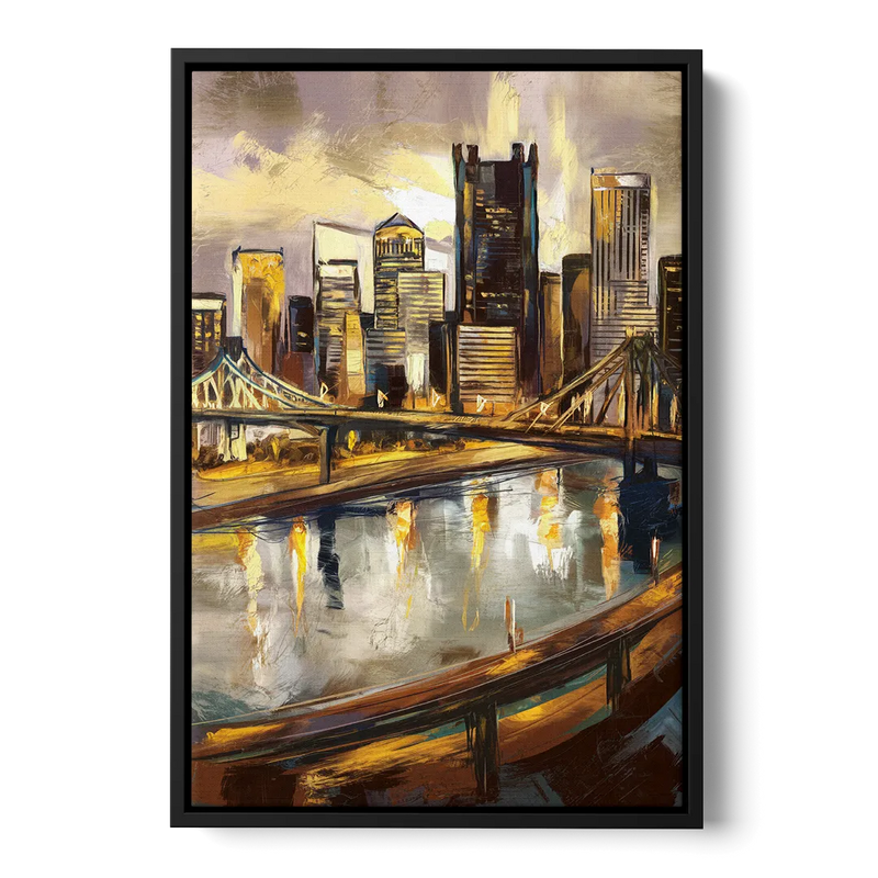 Pittsburgh Steel City Vibes Front - Black Canvas Wall Art