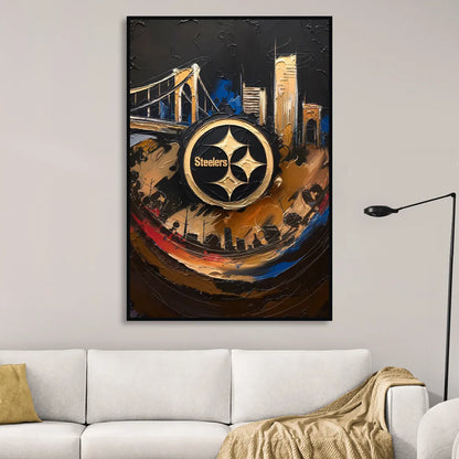 Pittsburgh Steelers Fan Pride Living Room - Black Canvas Wall Art
