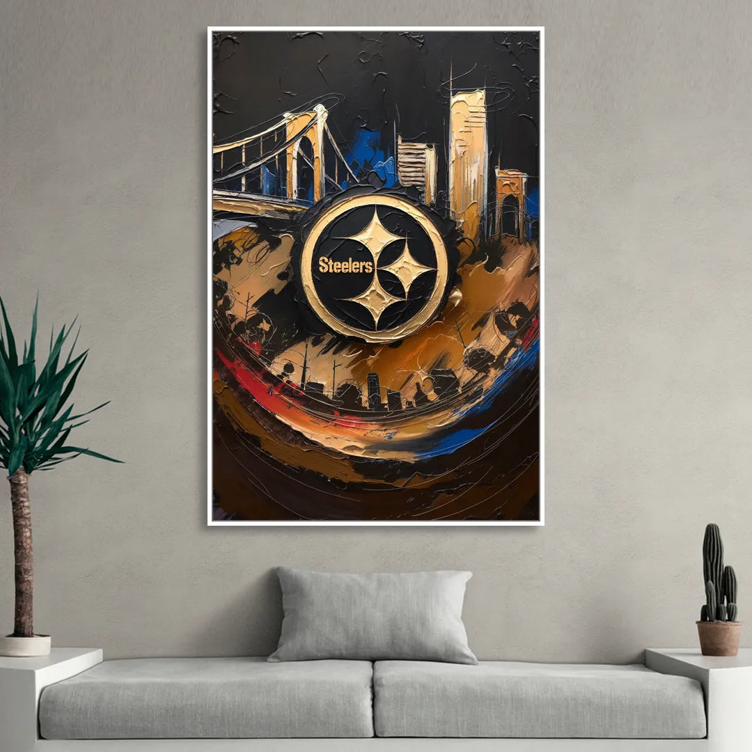 Pittsburgh Steelers Fan Pride Living Room - White Canvas Wall Art