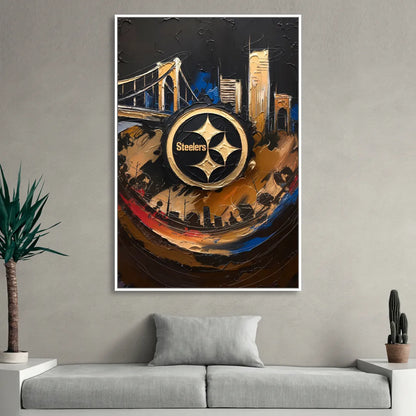 Pittsburgh Steelers Fan Pride Living Room - White Canvas Wall Art