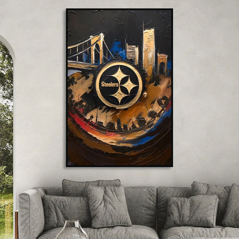 Pittsburgh Steelers Fan Pride Sitting Room - Black Canvas Wall Art