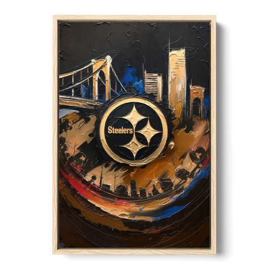 Pittsburgh Steelers Fan Pride - Oak Framed Canvas Wall Art - Front