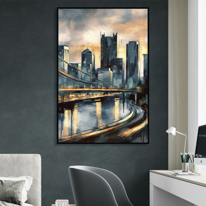 Pittsburgh Urban Aesthetic Sitting Room - Black Canvas Wall Art