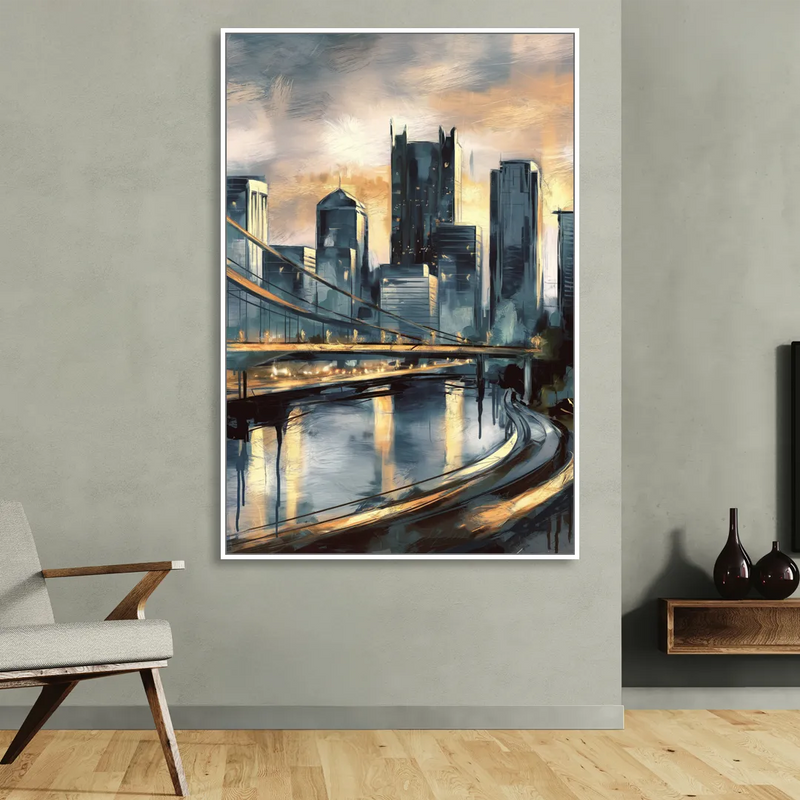Pittsburgh Urban Aesthetic Sitting Room - White Canvas Wall Art