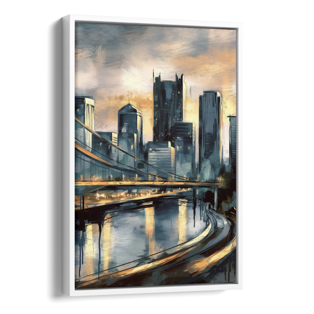Pittsburgh Urban Aesthetic Side - White Canvas Wall Art