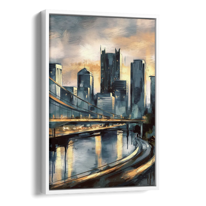 Pittsburgh Urban Aesthetic Side - White Canvas Wall Art