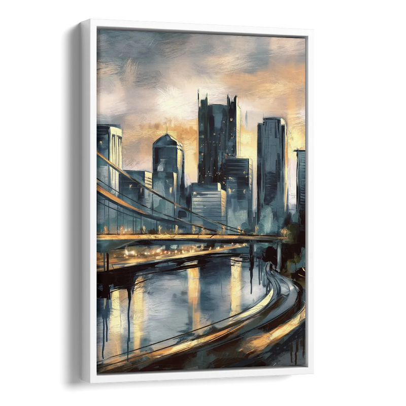 Pittsburgh Urban Aesthetic Side - White Canvas Wall Art