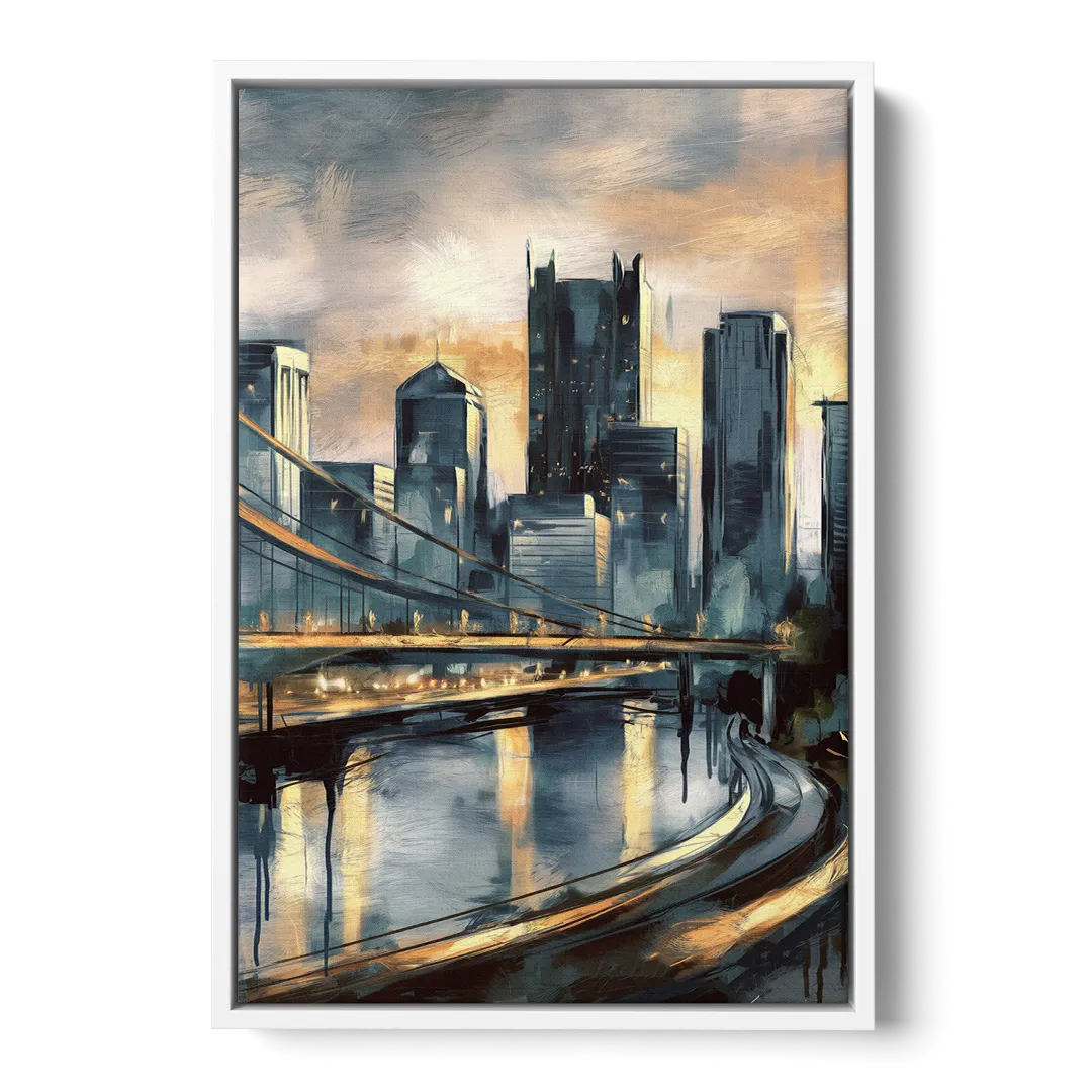 Pittsburgh Urban Aesthetic Front - White Canvas Wall Art