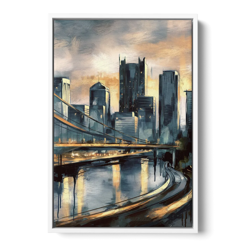 Pittsburgh Urban Aesthetic Front - White Canvas Wall Art