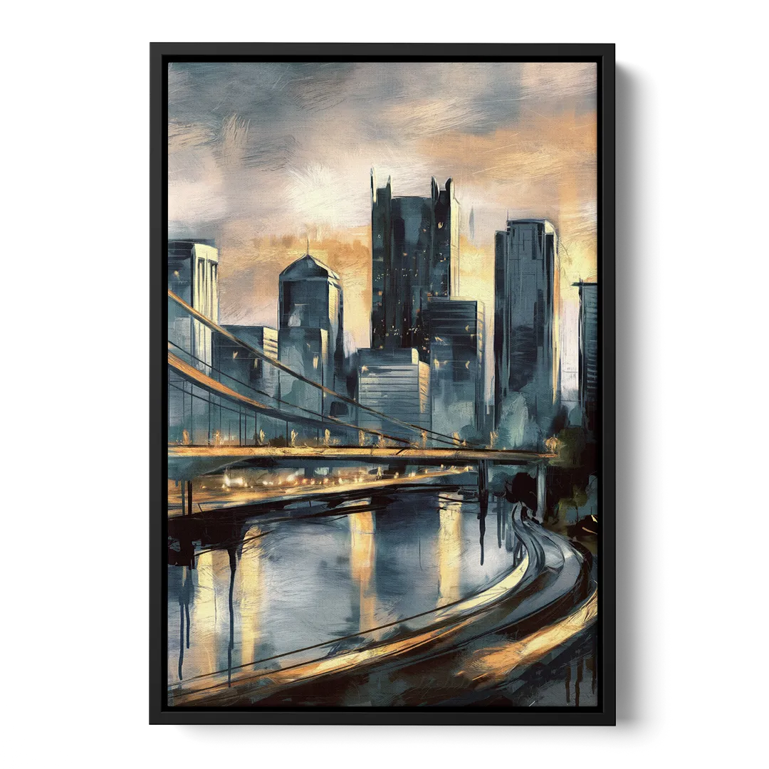 Pittsburgh Urban Aesthetic Front - Black Canvas Wall Art