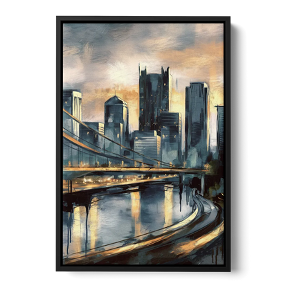 Pittsburgh Urban Aesthetic Front - Black Canvas Wall Art