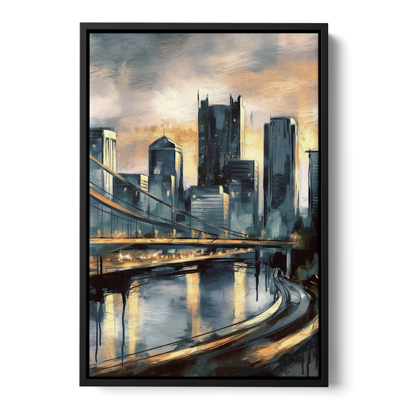 Pittsburgh Urban Aesthetic Front - Black Canvas Wall Art