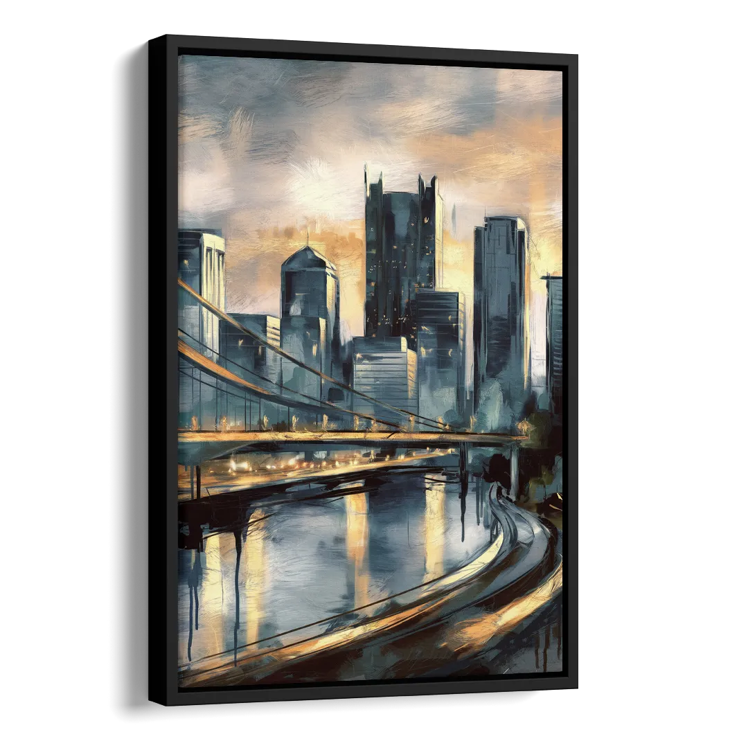 Pittsburgh Urban Aesthetic Side - Black Canvas Wall Art